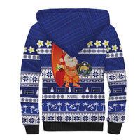 Nauru Christmas Sherpa Hoodie Cute Santa Coat Of Arms Merry Xmas - Polynesian Pride