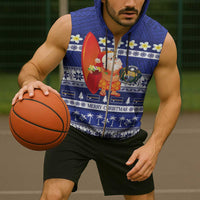 Nauru Christmas Sleeveless Zip Hoodie Cute Santa Coat Of Arms Merry Xmas - Polynesian Pride