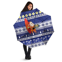 Nauru Christmas Umbrella Cute Santa Coat Of Arms Merry Xmas - Polynesian Pride