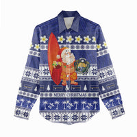 Nauru Christmas Women Casual Shirt Cute Santa Coat Of Arms Merry Xmas - Polynesian Pride