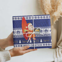 Nauru Christmas Wrapping Paper Cute Santa Coat Of Arms Merry Xmas - Polynesian Pride