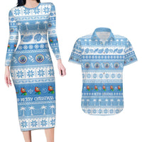 FSM Christmas Couples Matching Long Sleeve Bodycon Dress and Hawaiian Shirt Merry Xmas Federated States of Micronesia - Polynesian Pride