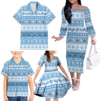 FSM Christmas Family Matching Off The Shoulder Long Sleeve Dress and Hawaiian Shirt Merry Xmas Federated States of Micronesia - Polynesian Pride