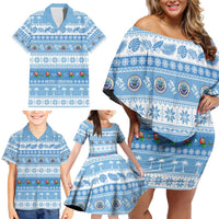 FSM Christmas Family Matching Off Shoulder Short Dress and Hawaiian Shirt Merry Xmas Federated States of Micronesia - Polynesian Pride