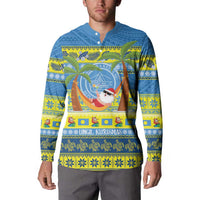 Palau Christmas Button Sweatshirt Chilling Santa Ungil Kurismas - Polynesian Pride