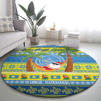 Palau Christmas Round Carpet Chilling Santa Ungil Kurismas - Polynesian Pride
