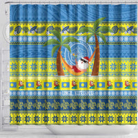 Palau Christmas Shower Curtain Chilling Santa Ungil Kurismas - Polynesian Pride