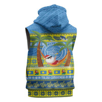 Palau Christmas Sleeveless Zip Hoodie Chilling Santa Ungil Kurismas - Polynesian Pride