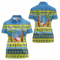 Palau Christmas Women Polo Shirt Chilling Santa Ungil Kurismas - Polynesian Pride