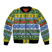 Solomon Islands Christmas Bomber Jacket The Solomons Melanesian Meri Krismas - Polynesian Pride
