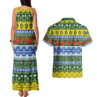Solomon Islands Christmas Couples Matching Tank Maxi Dress and Hawaiian Shirt The Solomons Melanesian Meri Krismas - Polynesian Pride
