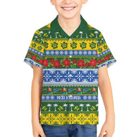 Solomon Islands Christmas Family Matching Off Shoulder Maxi Dress and Hawaiian Shirt The Solomons Melanesian Meri Krismas - Polynesian Pride