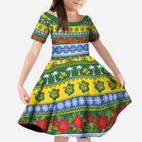 Solomon Islands Christmas Kid Short Sleeve Dress The Solomons Melanesian Meri Krismas - Polynesian Pride