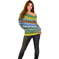 Solomon Islands Christmas Off Shoulder Sweater The Solomons Melanesian Meri Krismas - Polynesian Pride