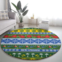 Solomon Islands Christmas Round Carpet The Solomons Melanesian Meri Krismas - Polynesian Pride