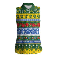 Solomon Islands Christmas Women Sleeveless Polo Shirt The Solomons Melanesian Meri Krismas - Polynesian Pride