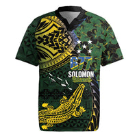 Solomon Islands Rugby Jersey 677 Proud Crocodile Melanesian Pattern LT14 Black - Polynesian Pride