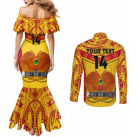 Custom Papua New Guinea Rugby Couples Matching Mermaid Dress and Long Sleeve Button Shirt 2023 Go Kumuls Pacific Dynamic Style LT14 - Polynesian Pride