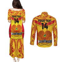 Custom Papua New Guinea Rugby Couples Matching Puletasi Dress and Long Sleeve Button Shirt 2023 Go Kumuls Pacific Dynamic Style LT14 - Polynesian Pride