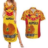 Custom Papua New Guinea Rugby Couples Matching Summer Maxi Dress and Hawaiian Shirt 2023 Go Kumuls Pacific Dynamic Style LT14 Yellow - Polynesian Pride