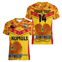 Custom Papua New Guinea Rugby Women V Neck T Shirt 2023 Go Kumuls Pacific Dynamic Style LT14 - Polynesian Pride