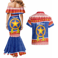 Personalized The Philippines Christmas Couples Matching Mermaid Dress and Hawaiian Shirt Pilipinas Parol - Maligayang Pasko!
