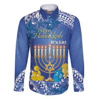 Personalised Hanukkah Jewish Festival Family Matching Mermaid Dress and Hawaiian Shirt It's Lit - Polynesian Pattern
