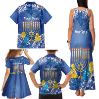Personalised Hanukkah Jewish Festival Family Matching Tank Maxi Dress and Hawaiian Shirt It's Lit - Polynesian Pattern