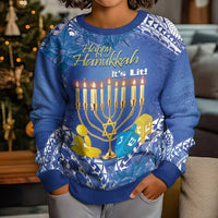 Hanukkah Jewish Festival Kid Ugly Christmas Sweater It's Lit - Polynesian Pattern LT14 - Polynesian Pride