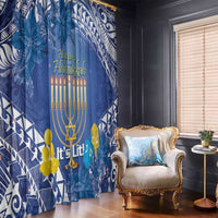 Hanukkah Jewish Festival Window Curtain It's Lit - Polynesian Pattern