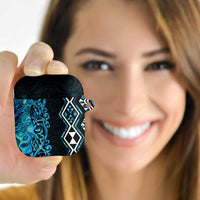 Turquoise Aotearoa AirPods Case Taniko Motifs With Paua Shell Kowhaiwhai LT14 - Polynesian Pride