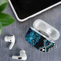 Turquoise Aotearoa AirPods Case Taniko Motifs With Paua Shell Kowhaiwhai LT14 - Polynesian Pride