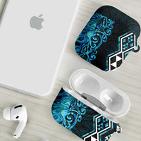 Turquoise Aotearoa AirPods Case Taniko Motifs With Paua Shell Kowhaiwhai LT14 - Polynesian Pride