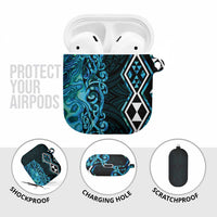 Turquoise Aotearoa AirPods Case Taniko Motifs With Paua Shell Kowhaiwhai LT14 - Polynesian Pride