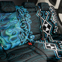 Turquoise Aotearoa Back Car Seat Cover Taniko Motifs With Paua Shell Kowhaiwhai