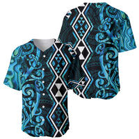 Turquoise Aotearoa Baseball Jersey Taniko Motifs With Paua Shell Kowhaiwhai LT14 - Polynesian Pride