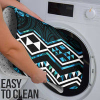 Turquoise Aotearoa Bathroom Set Taniko Motifs With Paua Shell Kowhaiwhai - Polynesian Pride