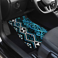 Turquoise Aotearoa Car Mats Taniko Motifs With Paua Shell Kowhaiwhai