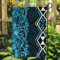 Turquoise Aotearoa Garden Flag Taniko Motifs With Paua Shell Kowhaiwhai