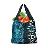 Turquoise Aotearoa Grocery Bag Taniko Motifs With Paua Shell Kowhaiwhai LT14 1-pack One Size Turquoise - Polynesian Pride