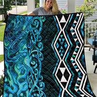 Turquoise Aotearoa Quilt Taniko Motifs With Paua Shell Kowhaiwhai LT14 Turquoise - Polynesian Pride