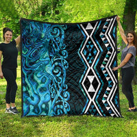 Turquoise Aotearoa Quilt Taniko Motifs With Paua Shell Kowhaiwhai LT14 - Polynesian Pride