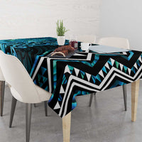 Turquoise Aotearoa Tablecloth Taniko Motifs With Paua Shell Kowhaiwhai