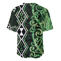 Green Aotearoa Baseball Jersey Taniko Motifs With Paua Shell Kowhaiwhai LT14 - Polynesian Pride