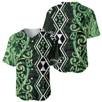 Green Aotearoa Baseball Jersey Taniko Motifs With Paua Shell Kowhaiwhai LT14 - Polynesian Pride