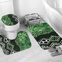 Green Aotearoa Bathroom Set Taniko Motifs With Paua Shell Kowhaiwhai - Polynesian Pride