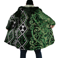 Green Aotearoa Cloak Taniko Motifs With Paua Shell Kowhaiwhai - Polynesian Pride