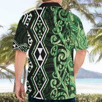 Green Aotearoa Hawaiian Shirt Taniko Motifs With Paua Shell Kowhaiwhai