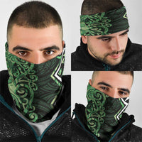 Green Aotearoa Neck Gaiter Taniko Motifs With Paua Shell Kowhaiwhai - Polynesian Pride