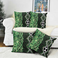 Green Aotearoa Pillow Cover Taniko Motifs With Paua Shell Kowhaiwhai - Polynesian Pride